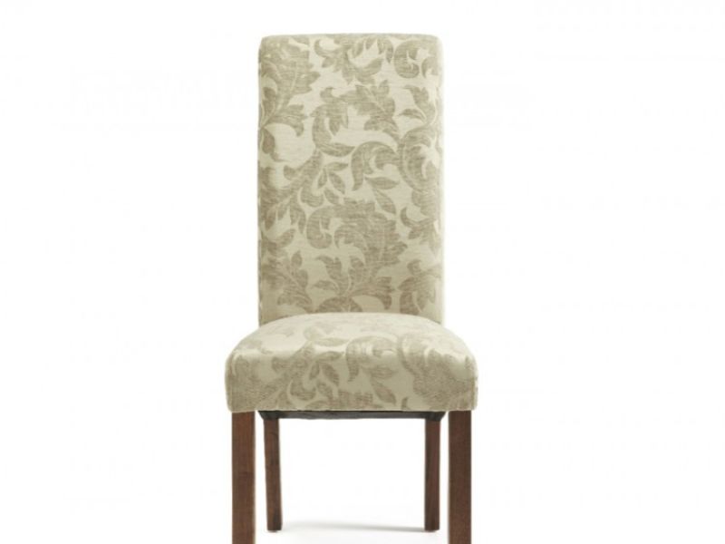 Serene Kingston Sage Floral Fabric Dining Chairs With Walnut Legs (Pair)