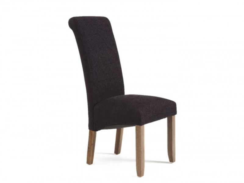 Serene Kingston Aubergine Fabric Dining Chairs With Walnut Legs (Pair)