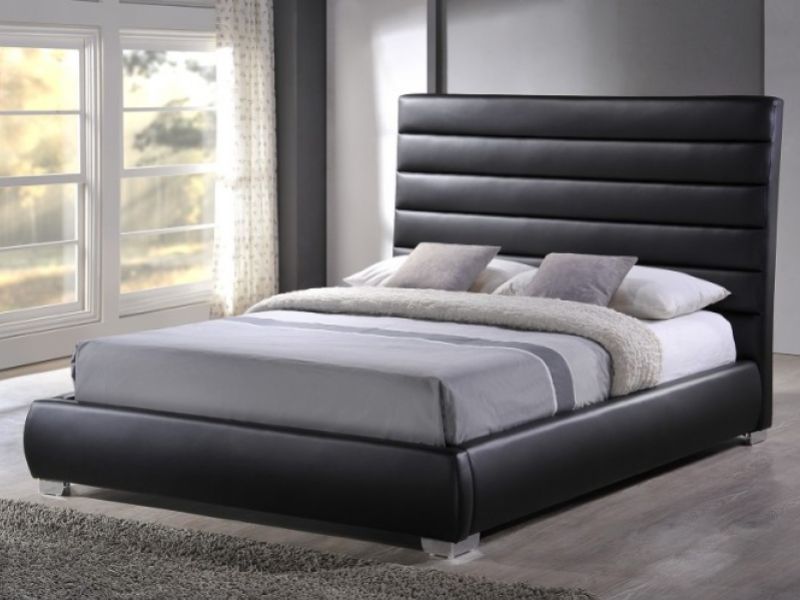 Time Living Chessington 5ft Kingsize Black Faux Leather Bed Frame