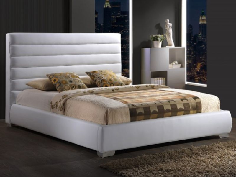 Faux Leather Bed Frame, White Faux Leather Double Bed Headboard