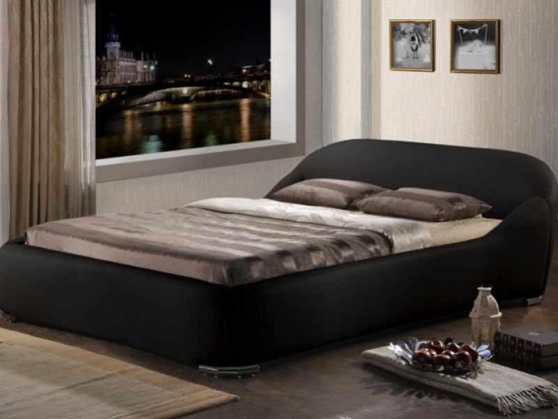 Time Living Manhattan 5ft Kingsize Black Faux Leather Bed Frame