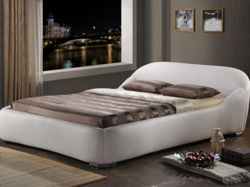 Time Living Manhattan 5ft Kingsize White Faux Leather Bed Frame