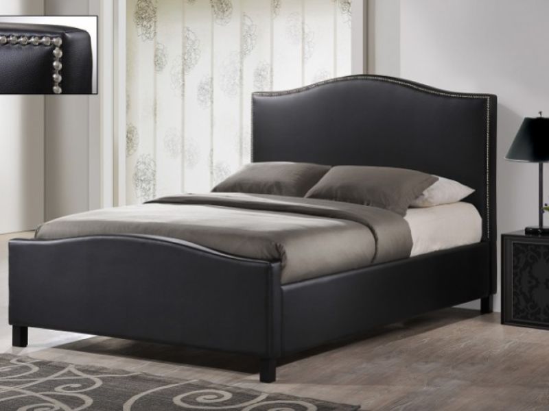 Time Living Tuxford 5ft Kingsize Black Faux Leather Bed Frame