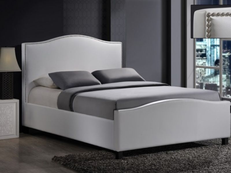 Time Living Tuxford 5ft Kingsize White, White Fabric King Size Bed Frame