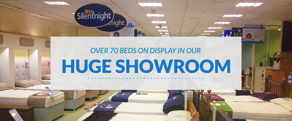 Over 70 beds on display in our huge showroom