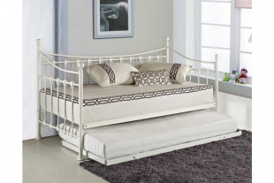 Sleep Design Versailles 3ft Single White Metal Day Bed And Trundle