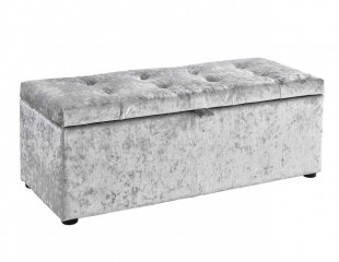 Sleep Design Crushed Silver Velvet Ottoman Blanket Box by UK Bed Store