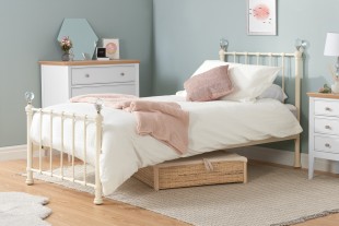 Birlea Jessica 3ft Single Cream Metal Bed Frame with Crystal Finials by Birlea