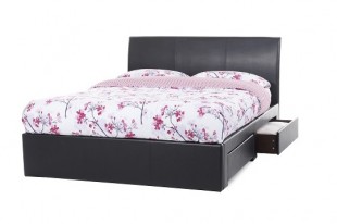 Serene Anzio 5ft King Size Brown Faux Leather Bed Frame With 2