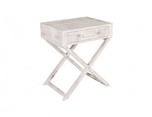 White cross sales leg bedside table