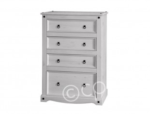 Corona Dovetail 4 drawer Grey Pine wash chest of drawers. 