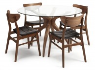 Serene Islington Glass And Walnut Round Dining Set With 4 Camden Chairs Thumbnail