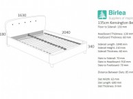 Birlea Kensington 4ft6 Double Sky Blue Fabric Bed Frame Thumbnail