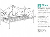 Birlea Milano 3ft Single Black Metal Day Bed Frame with Trundle Thumbnail