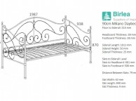 Birlea Milano 3ft Single Cream Metal Day Bed Frame with Trundle Thumbnail