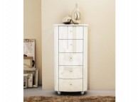 Birlea Aztec White Gloss 5 Drawer Narrow Chest Thumbnail