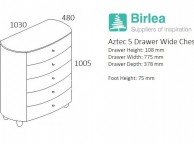Birlea Aztec White Gloss 5 Drawer Chest Thumbnail