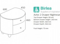 Birlea Aztec White Gloss 2 Drawer Nightstand Thumbnail