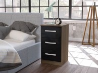 Birlea Lynx Walnut With Black Gloss 3 Drawer Bedside Thumbnail