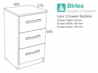 Birlea Lynx Black Gloss 3 Drawer Bedside Thumbnail