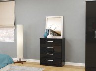 Birlea Lynx Black Gloss 4 Drawer Chest of Drawers Thumbnail