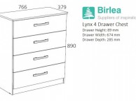 Birlea Lynx Walnut With Black Gloss 4 Drawer Chest of Drawers Thumbnail