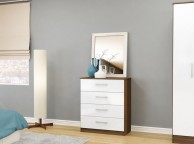 Birlea Lynx Walnut with White Gloss 4 Drawer Chest of Drawers Thumbnail