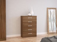 Birlea Lynx Walnut 5 Drawer Chest of Drawers Thumbnail