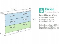 Birlea Lynx Walnut with Cream Gloss 6 Drawer Wide Chest of Drawers Thumbnail