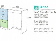 Birlea Lynx Black with Black Gloss 3 Drawer Single Pedestal Dressing Table Thumbnail