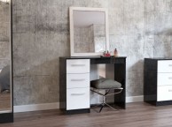 Birlea Lynx Black with White Gloss 3 Drawer Single Pedestal Dressing Table Thumbnail