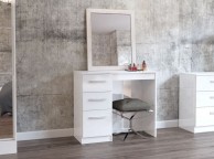 Birlea Lynx White with White Gloss 3 Drawer Single Pedestal Dressing Table Thumbnail