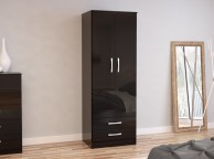 Birlea Lynx Black with Black Gloss 2 Door Combi Robe Thumbnail