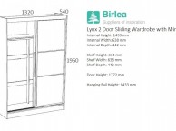 Birlea Lynx Walnut With Black Gloss Sliding Door Wardrobe with Mirror Thumbnail