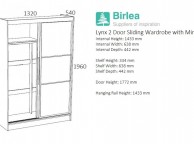 Birlea Lynx White Gloss Sliding Door Wardrobe with Mirror Thumbnail