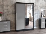 Birlea Lynx Black with Grey Gloss Sliding Door Wardrobe with Mirror Thumbnail