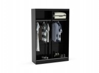 Birlea Lynx Black with Grey Gloss Sliding Door Wardrobe with Mirror Thumbnail