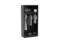 Birlea Lynx Walnut with Black Gloss 3 Door Wardrobe with Center Mirror Thumbnail