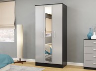 Birlea Lynx Black with Grey Gloss 3 Door Wardrobe with Center Mirror Thumbnail