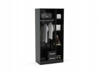 Birlea Lynx Black Gloss 3 Door 2 Drawer Wardrobe With Centre Mirror Thumbnail