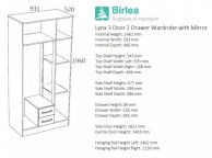 Birlea Lynx White With Grey Gloss 3 Door 2 Drawer Wardrobe with Centre Mirror Thumbnail