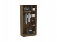 Birlea Lynx Walnut With Black Gloss 3 Door 2 Drawer Wardrobe with Centre Mirror Thumbnail