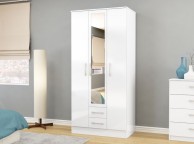 Birlea Lynx White Gloss 3 Door 2 Drawer Wardrobe with Centre Mirror Thumbnail