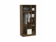 Birlea Lynx Walnut with White Gloss 3 Door 2 Drawer Wardrobe with Center Mirror Thumbnail