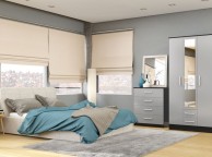 Birlea Lynx Black with Grey Gloss 3 Door 2 Drawer Wardrobe with Centre Mirror Thumbnail