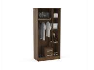 Birlea Lynx Walnut 3 Door 2 Drawer Wardrobe with Centre Mirror Thumbnail