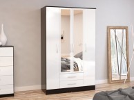 Birlea Lynx Black with White Gloss 4 Door 2 Drawer Wardrobe with Centre Mirrors Thumbnail