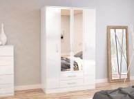 Birlea Lynx White Gloss 4 Door 2 Drawer Wardrobe With Centre Mirrors Thumbnail