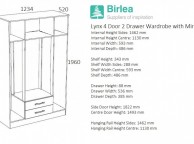 Birlea Lynx White With Grey Gloss 4 Door 2 Drawer Wardrobe With Centre Mirrors Thumbnail