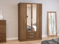 Birlea Lynx Walnut 4 Door 2 Drawer Wardrobe with Center Mirrors Thumbnail